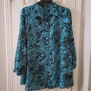 Denim 24/7 Blue and Black Zebra Print Blouse